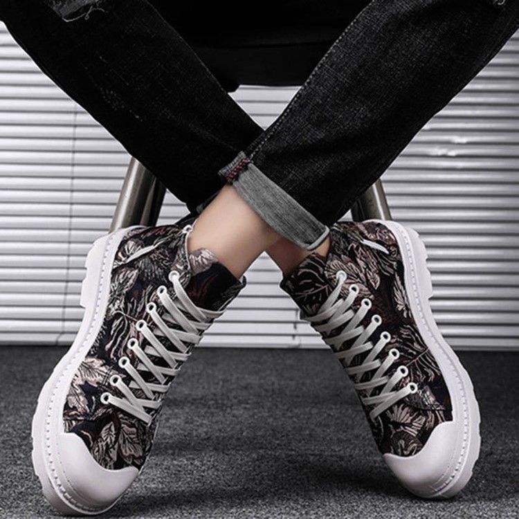 High-cut Upper Color Block Lace-up Round Toe Herren Skateschuhe