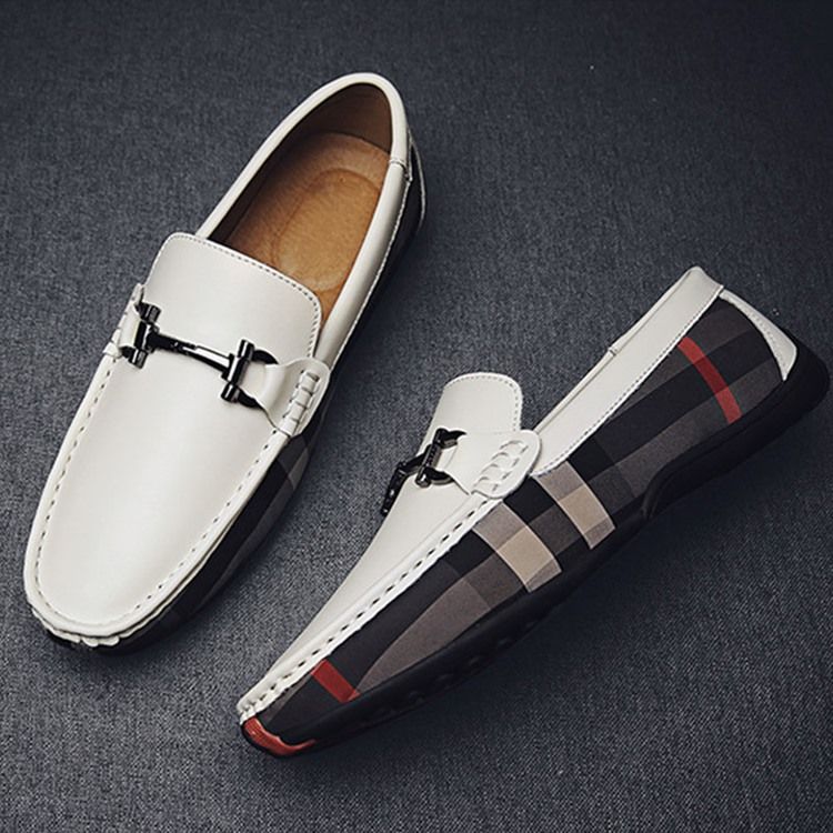 Plaid Slip-on Round Toe Herrenschuhe