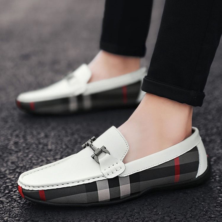 Plaid Slip-on Round Toe Herrenschuhe