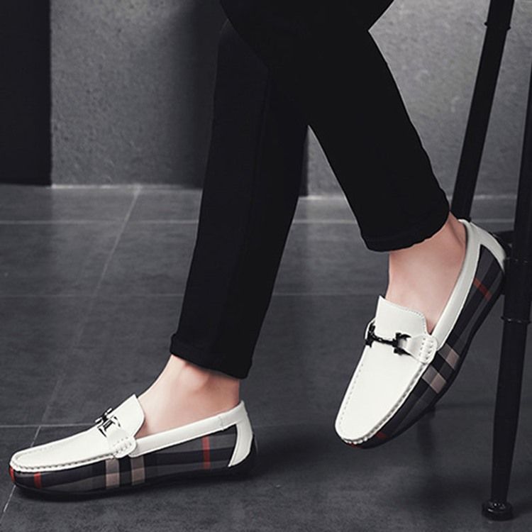 Plaid Slip-on Round Toe Herrenschuhe