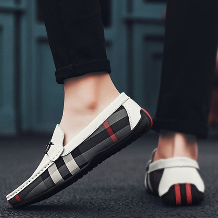 Plaid Slip-on Round Toe Herrenschuhe