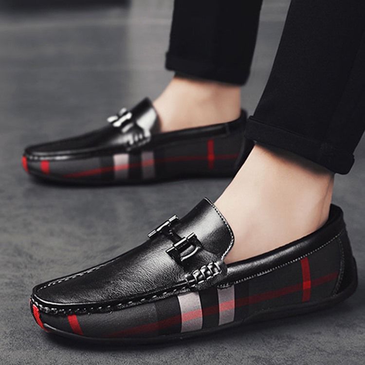 Plaid Slip-on Round Toe Herrenschuhe