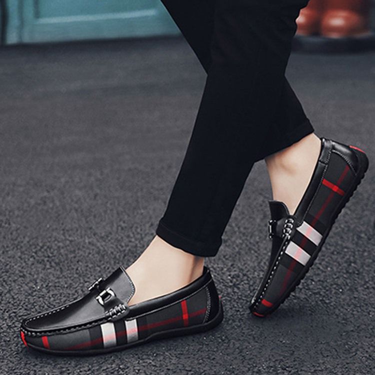 Plaid Slip-on Round Toe Herrenschuhe