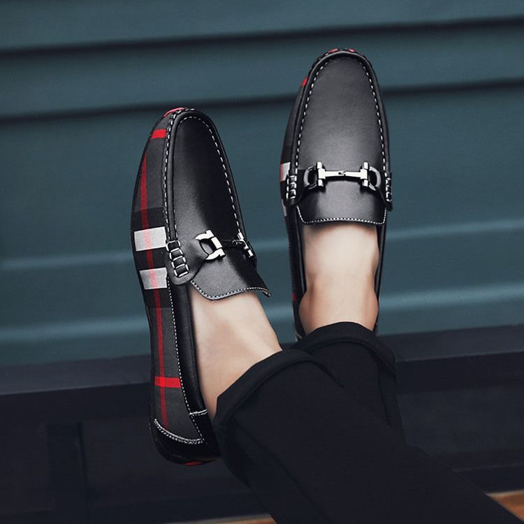 Plaid Slip-on Round Toe Herrenschuhe