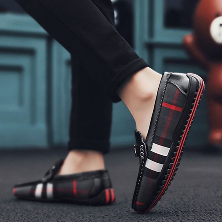 Plaid Slip-on Round Toe Herrenschuhe