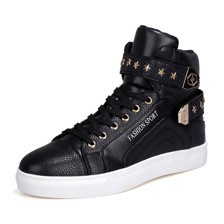 Pu Rivet Lace-up High-cut Upper Herren Sneakers Men