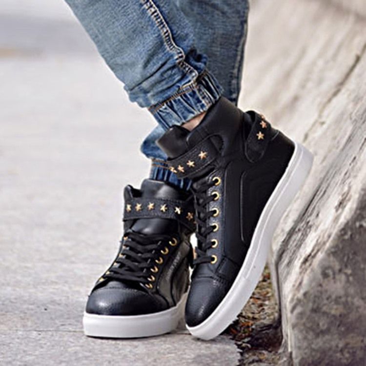 Pu Rivet Lace-up High-cut Upper Herren Sneakers Men