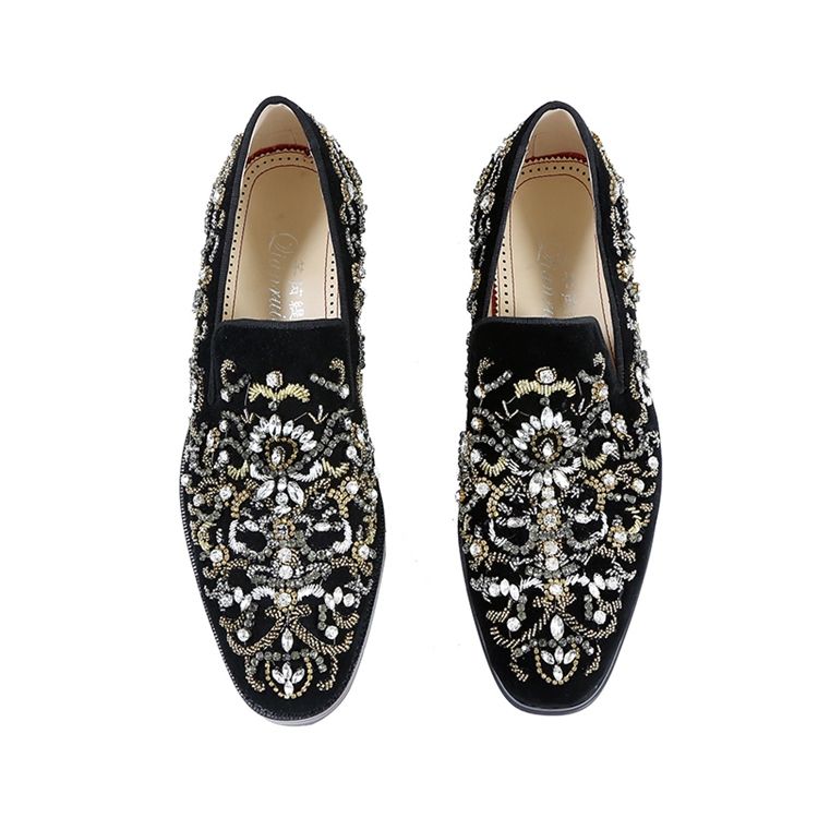 Rhinestone Round Toe Slip-on Herren Freizeitschuhe