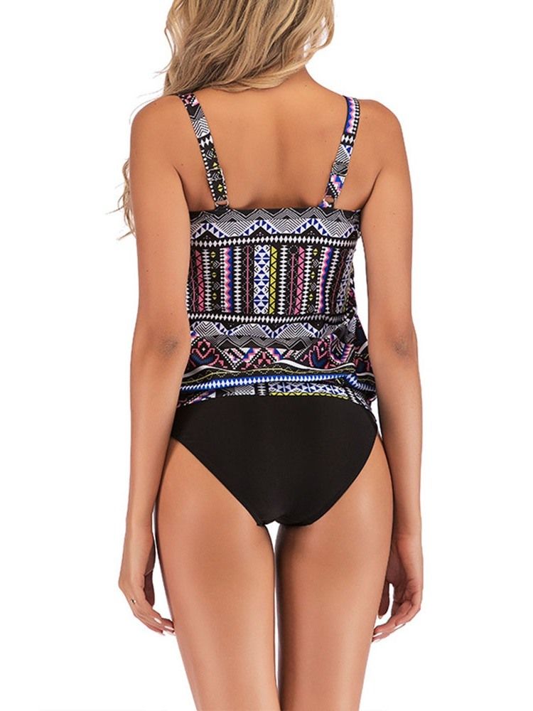 Buntes Geometrisches Tankini-set Für Damen Bademode