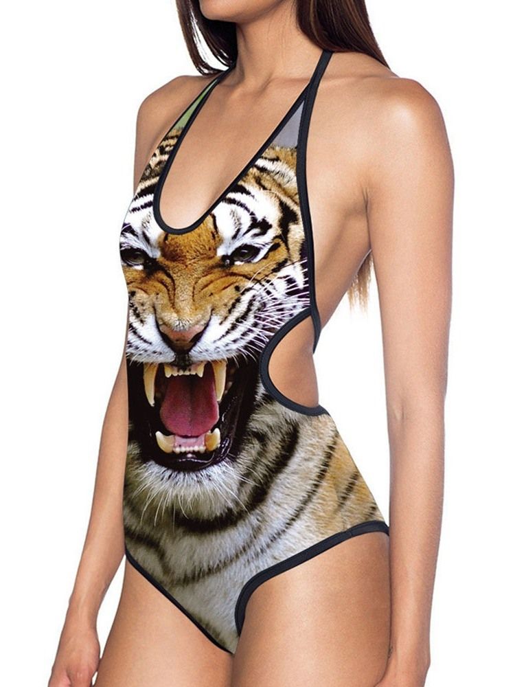 Damen-bademode Mit Schnürung Und Animal-print