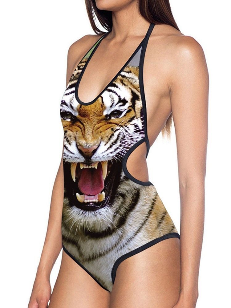 Damen-bademode Mit Schnürung Und Animal-print