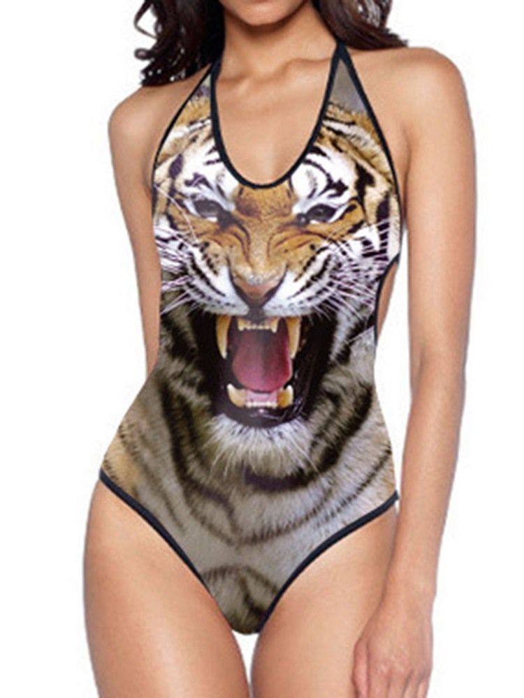 Damen-bademode Mit Schnürung Und Animal-print