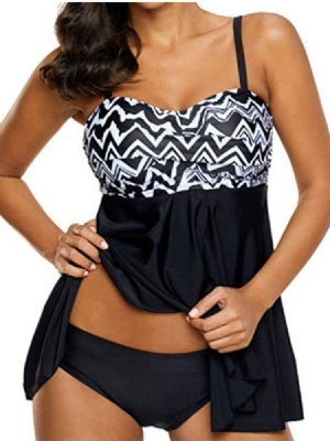 Damen Tankini Set Stripe Plus Size Sexy Bademode