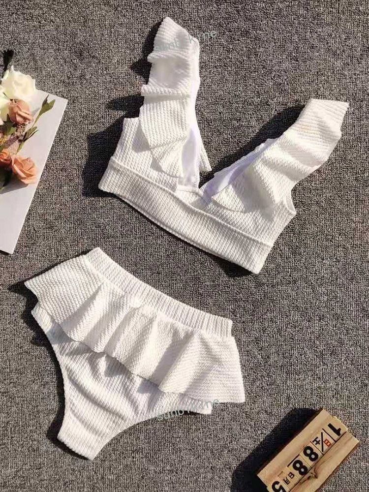 Einfarbiges Tankini-set Für Damen Falbala Bademode