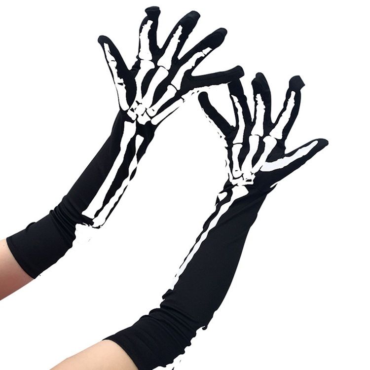 Damen Cosplay Totenkopf Halloween Handschuhe