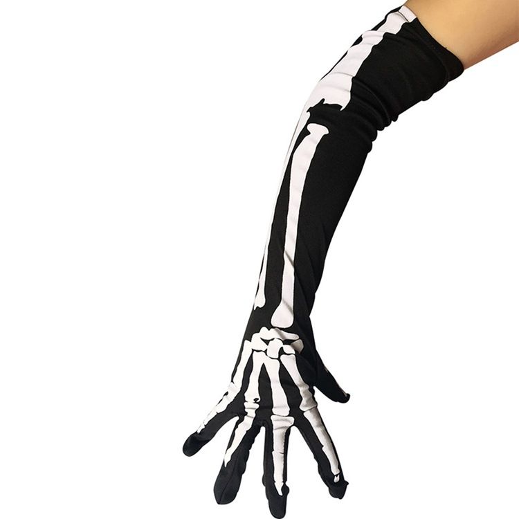 Damen Cosplay Totenkopf Halloween Handschuhe