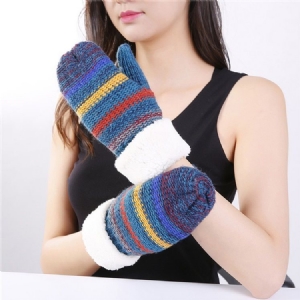 Damen Lässig Gestreifte Warme Winterhandschuhe