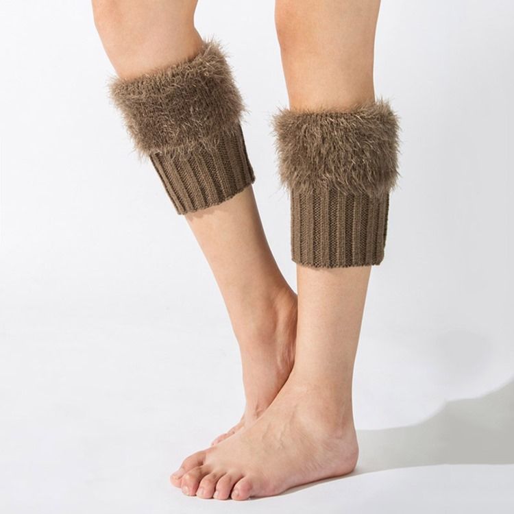 Damen Reine Farbe Plüsch Stiefel Manschetten Socken