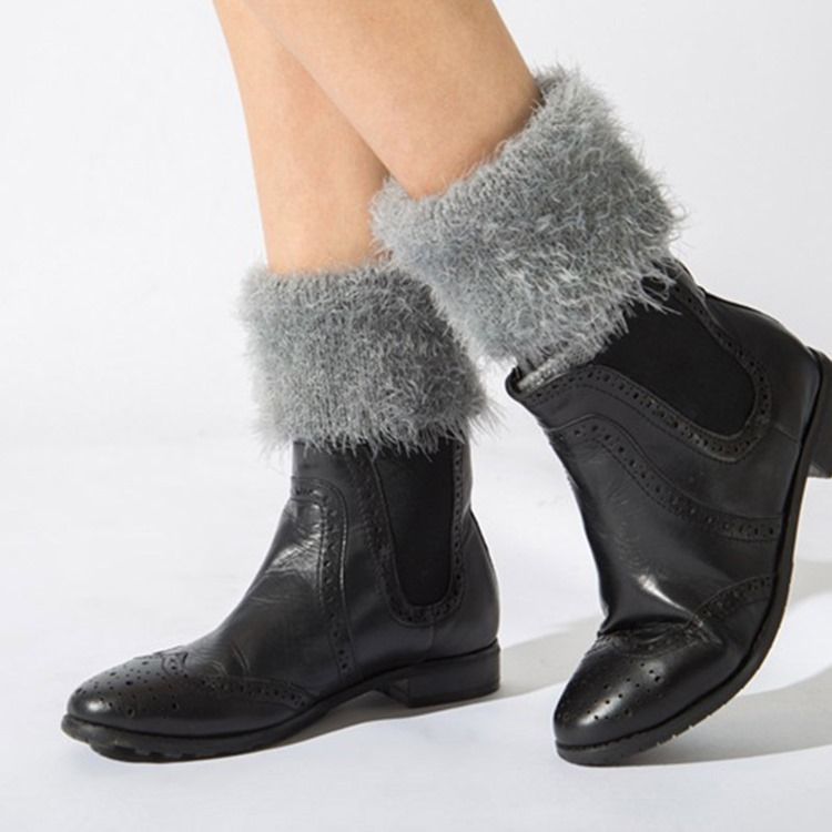 Damen Reine Farbe Plüsch Stiefel Manschetten Socken