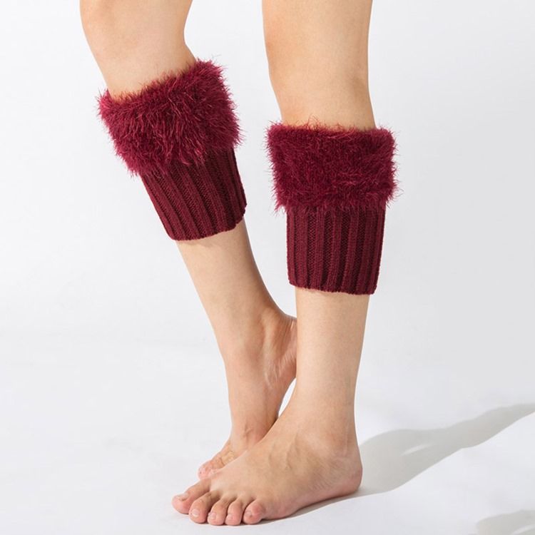 Damen Reine Farbe Plüsch Stiefel Manschetten Socken