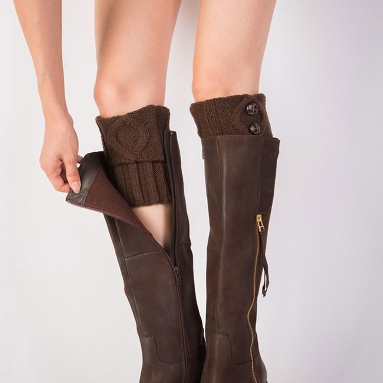 Damen Stricken Stiefel Bündchen Verschluss Socken