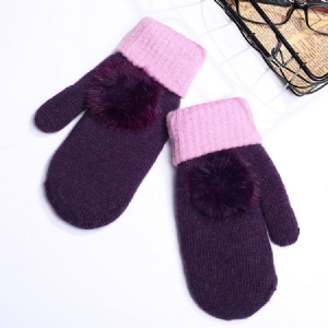 Farbblock-plüsch-winterhandschuhe Für Damen