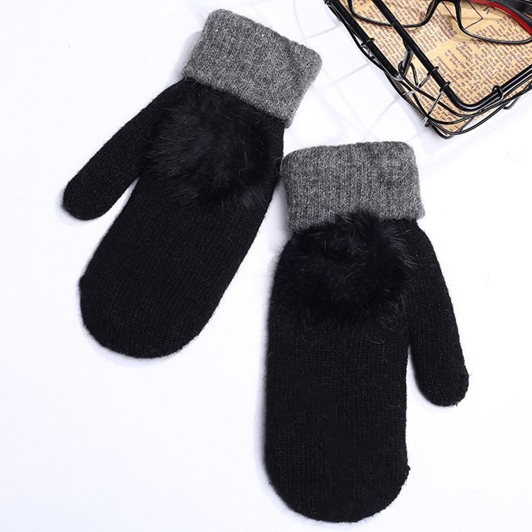 Farbblock-plüsch-winterhandschuhe Für Damen