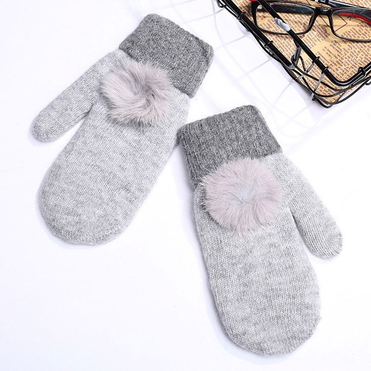 Farbblock-plüsch-winterhandschuhe Für Damen