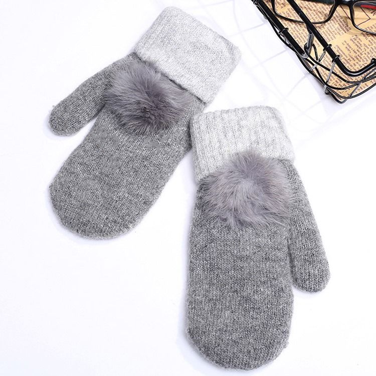 Farbblock-plüsch-winterhandschuhe Für Damen