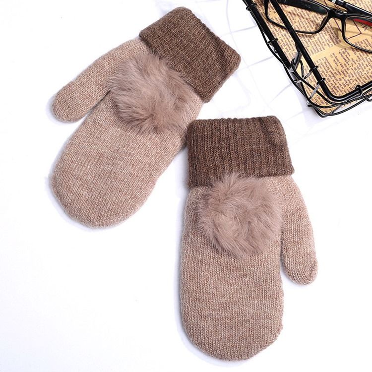 Farbblock-plüsch-winterhandschuhe Für Damen