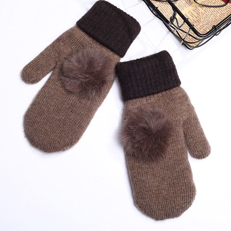 Farbblock-plüsch-winterhandschuhe Für Damen