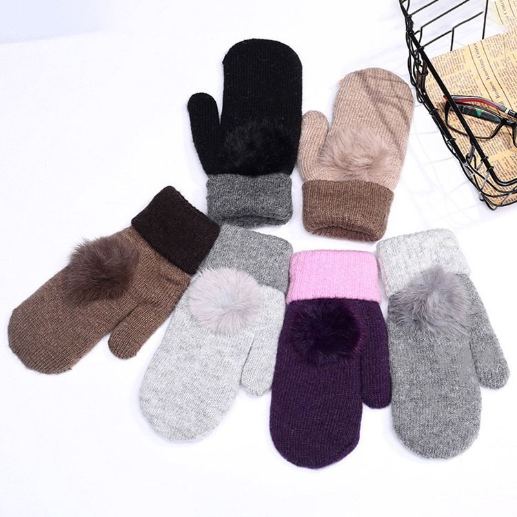 Farbblock-plüsch-winterhandschuhe Für Damen