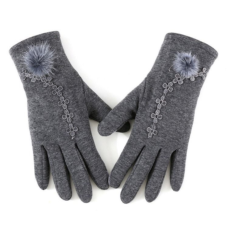 Winterhandschuhe Mit Blumenstickerei Für Damen