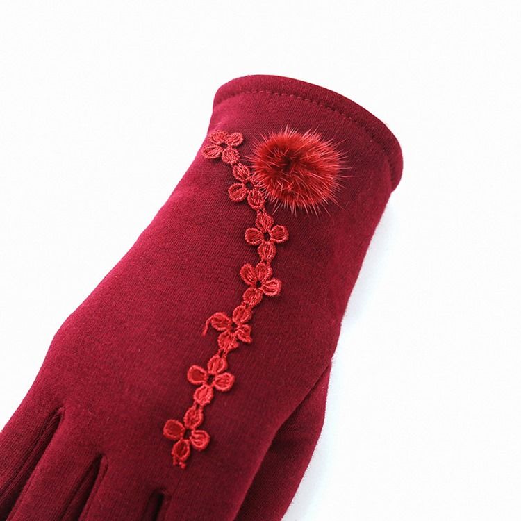 Winterhandschuhe Mit Blumenstickerei Für Damen