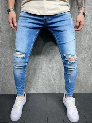 Bleistift Hosentasche Casual Reißverschluss Herren Jeans Men