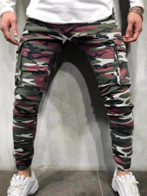 Bleistifthose Camouflage Tasche Reißverschluss Herren Freizeitjeans