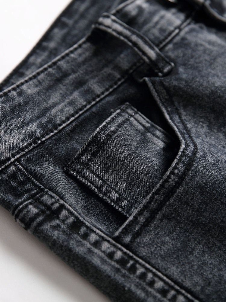 Bleistifthose Für Herren Einfarbige Jeans Mit Mittlerer Taille