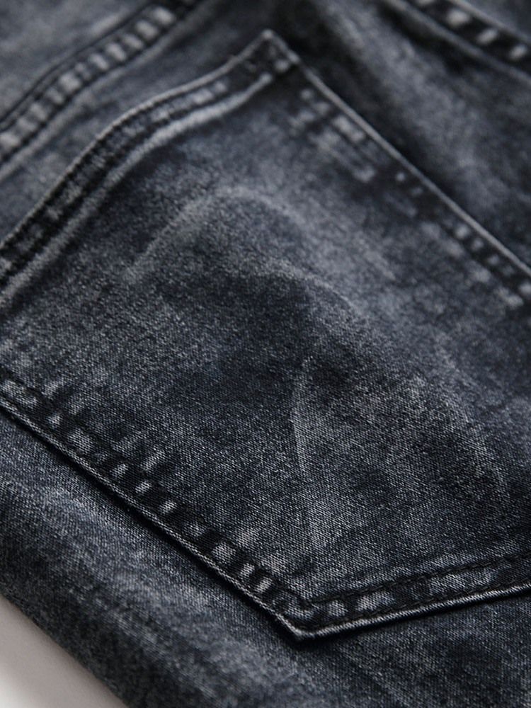 Bleistifthose Für Herren Einfarbige Jeans Mit Mittlerer Taille