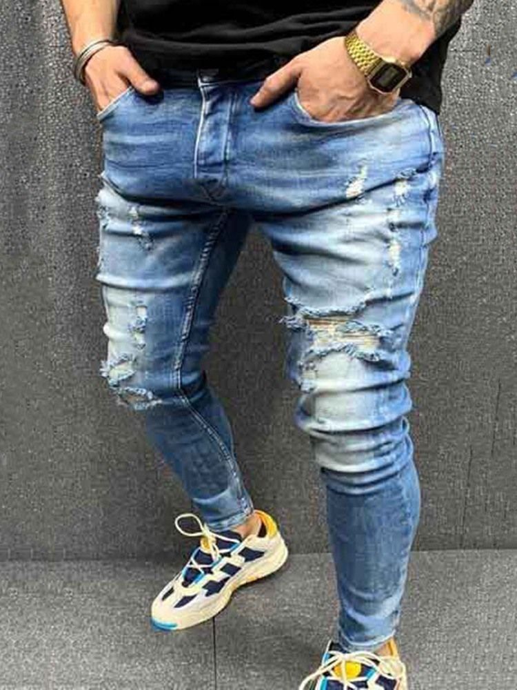 Bleistifthose Für Herren Mit Schlichtem Loch Und Mittlerer Taillen Vintage Jeans