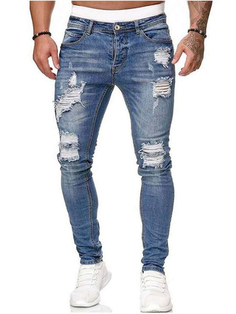 Bleistifthose Getragen Europäischer Reißverschluss Herrenjeans