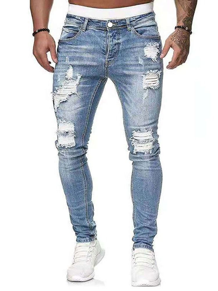 Bleistifthose Getragen Europäischer Reißverschluss Herrenjeans