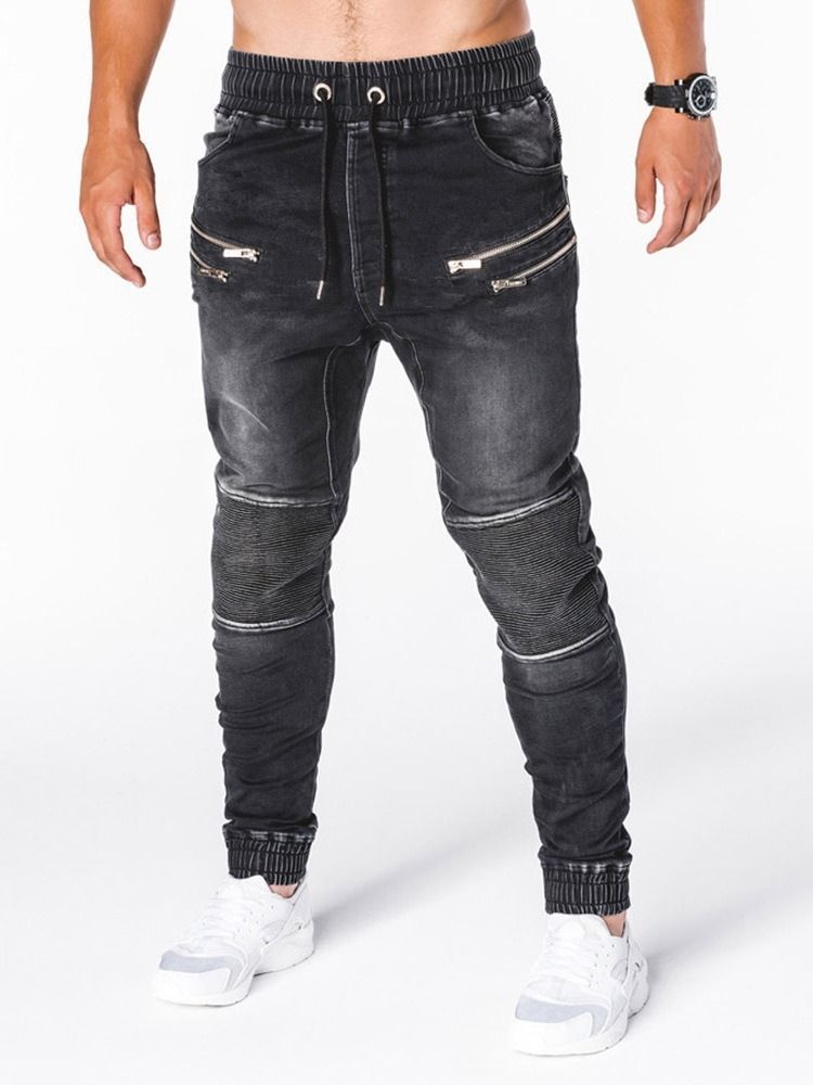 Bleistifthose Getragen Mid Waist Hip Hop Herren Jeans