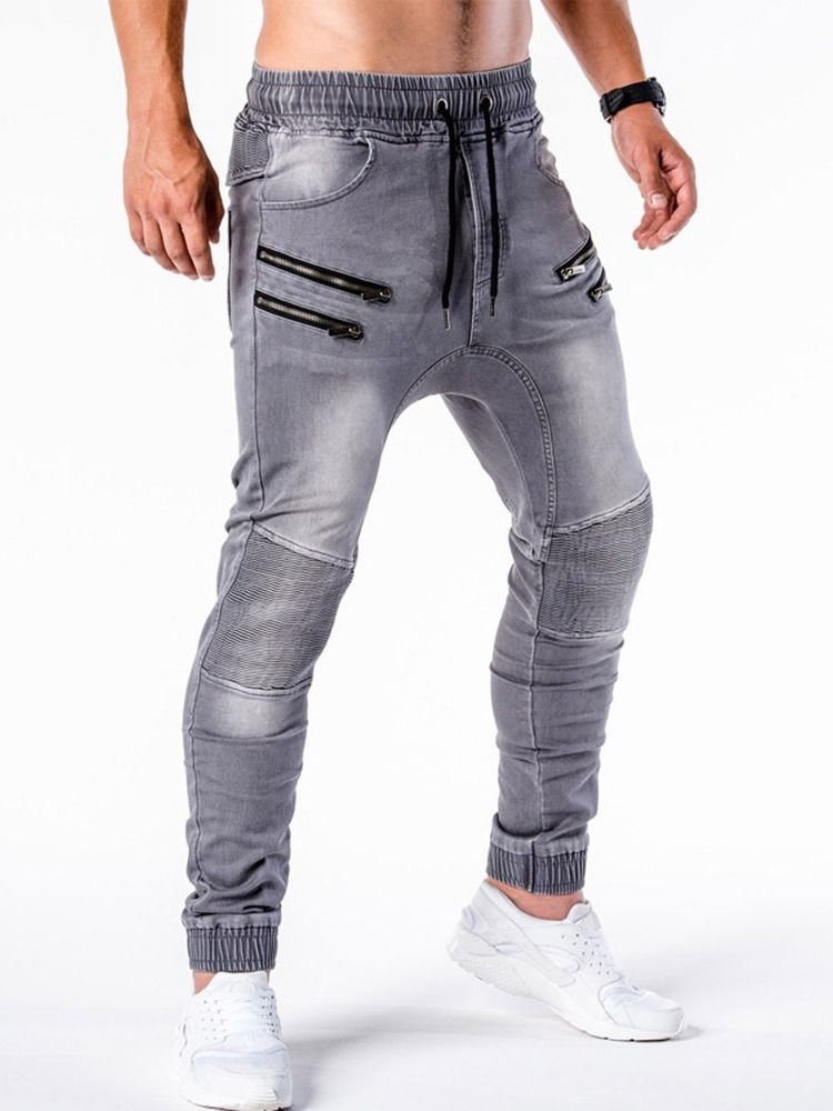 Bleistifthose Getragen Mid Waist Hip Hop Herren Jeans