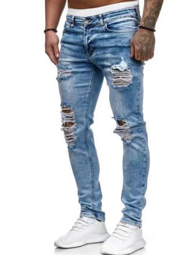 Bleistifthose Loch European Zipper Herren Jeans