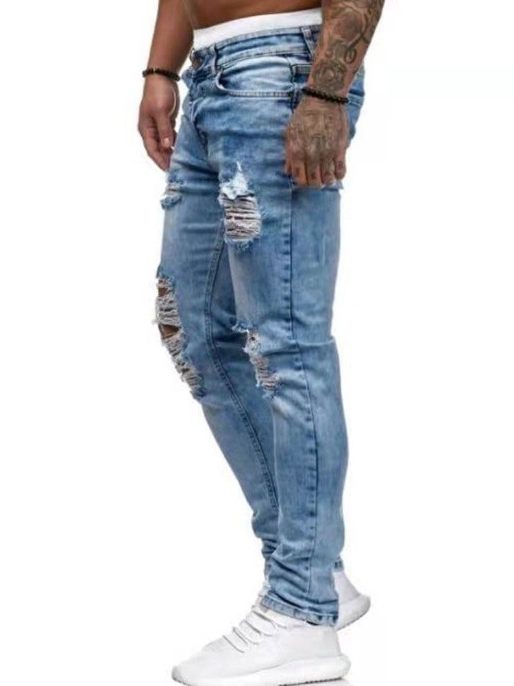 Bleistifthose Loch European Zipper Herren Jeans