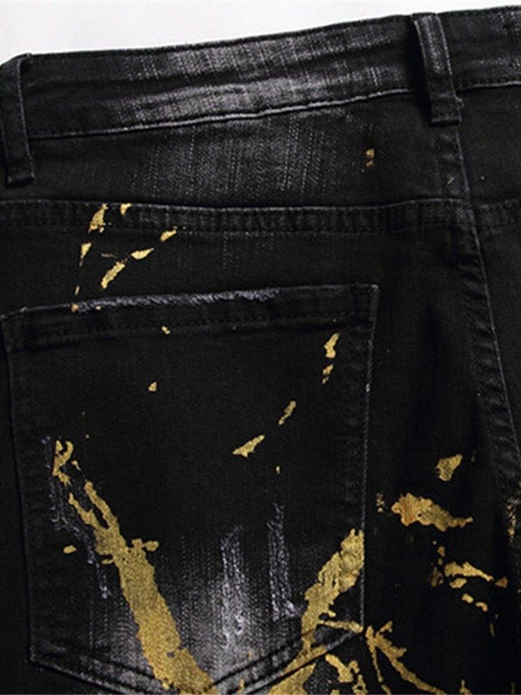 Bleistifthose Lochreißverschluss Europäische Herrenjeans