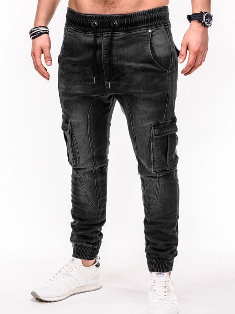 Bleistifthose Mit Taschen Für Herren Lässige Jeans Mit Mittlerer Taille