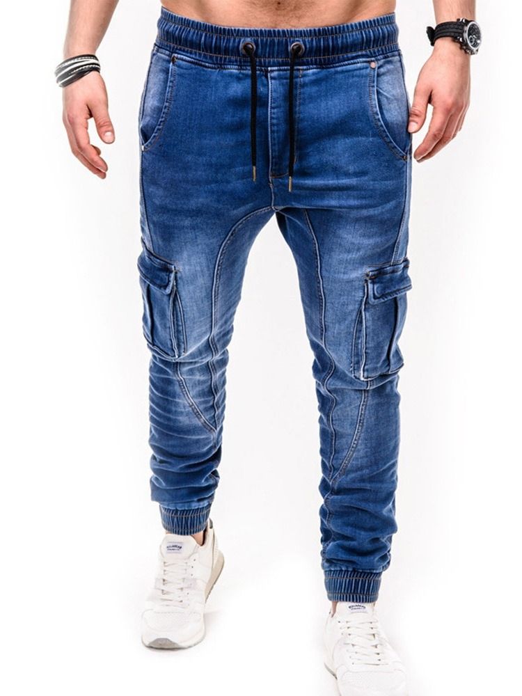 Bleistifthose Mit Taschen Für Herren Lässige Jeans Mit Mittlerer Taille