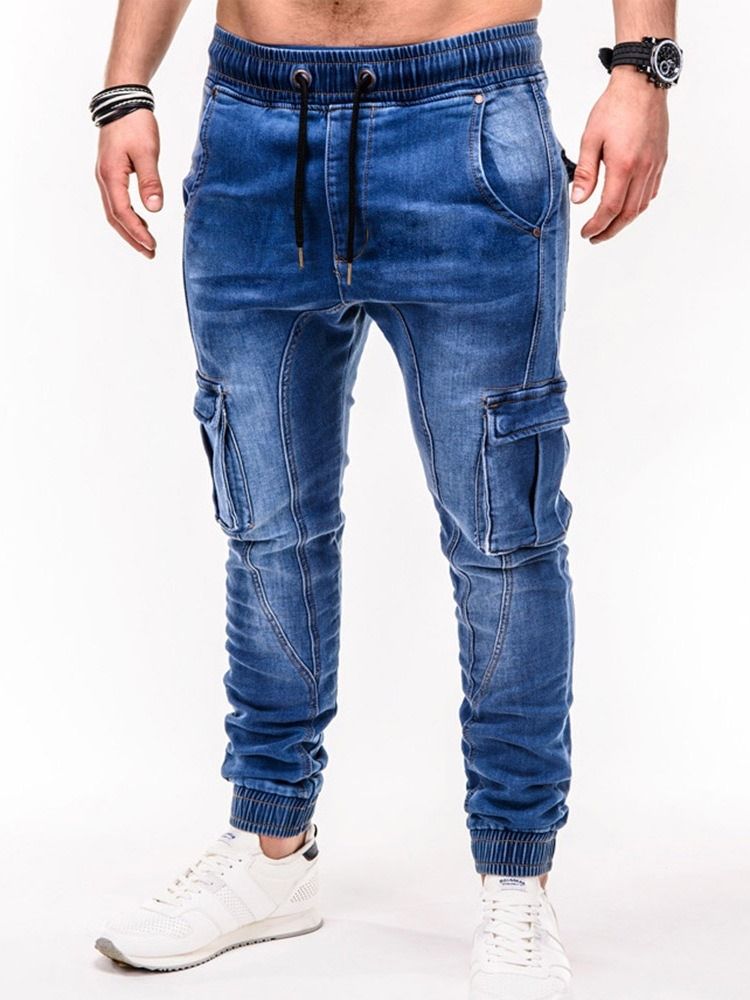 Bleistifthose Mit Taschen Für Herren Lässige Jeans Mit Mittlerer Taille