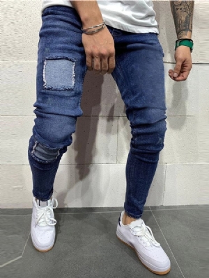 Bleistifthose Patchwork Reißverschluss Herren Jeans